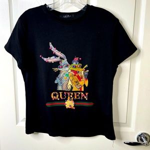 NWOT-Akira Queen Barack Tee with Pearls